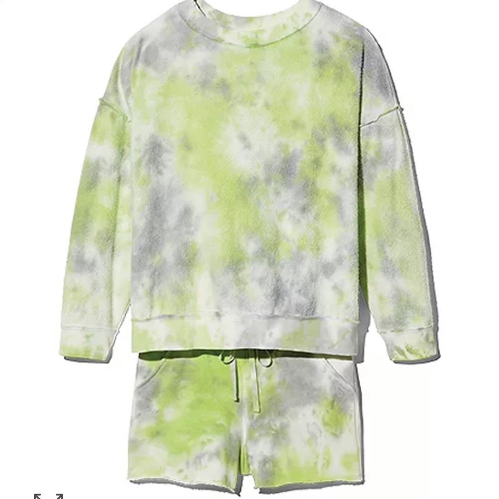 Free People Kelly Washed Tie Dye Sweatshirt Shorts